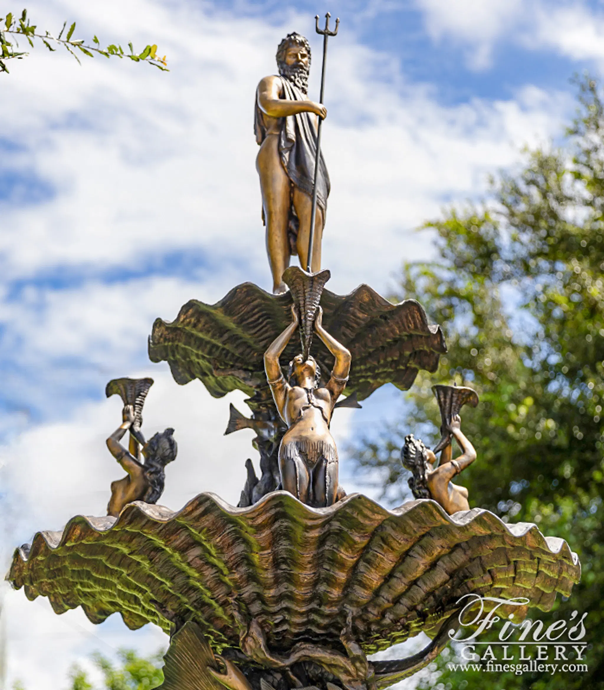 Finesgallery.com - Tiered King Neptune Bronze Fountain